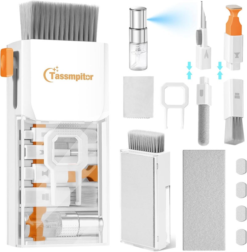 Tassmpitor Laptop Cleaning Kit, All in 1 Keyboard Cleaning kit for MacBook iPad iPhone, Compact Keyboard Cleaner with Brush and Spray for Tablet, Airpods, Earbud, Computer Screen, PC Monitor, White - Image 1